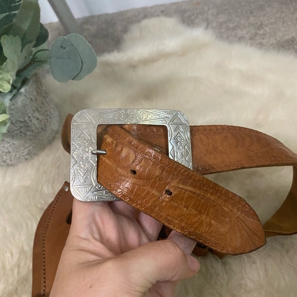 100% Leather Antique Toy Pistol Holder Western Cowboy - Picture 4 of 5